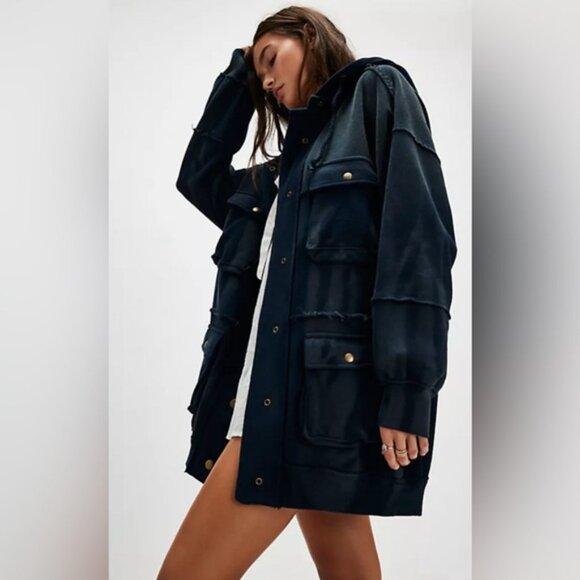 We The Free Jackets & Blazers - 081 Free People We The Free You're A Star Hoodie NWT Navy Size Small